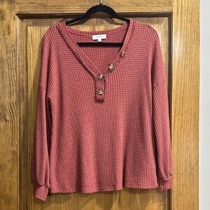 Waffle Knit Henley Top